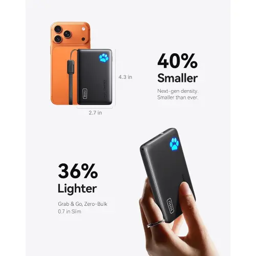 Power Bank INIU 10000mAh 45W USB-C con Cable Desmontable para iPhone, Samsung, iPad y Viajes's photo #4